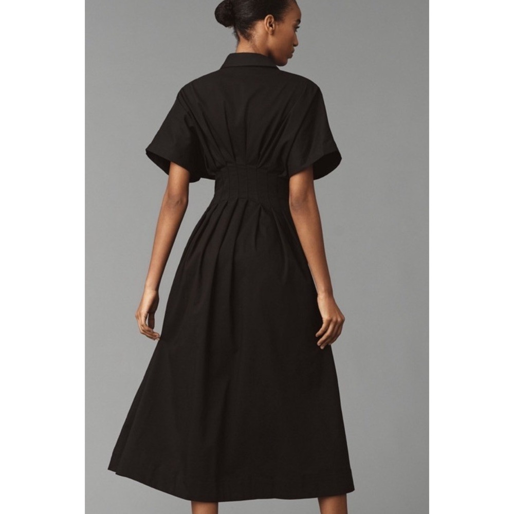 Exquise Tobi Shirt Dress 2X Black Beaded Pleated Button Front Midi Elegant - Picture 3 of 10
